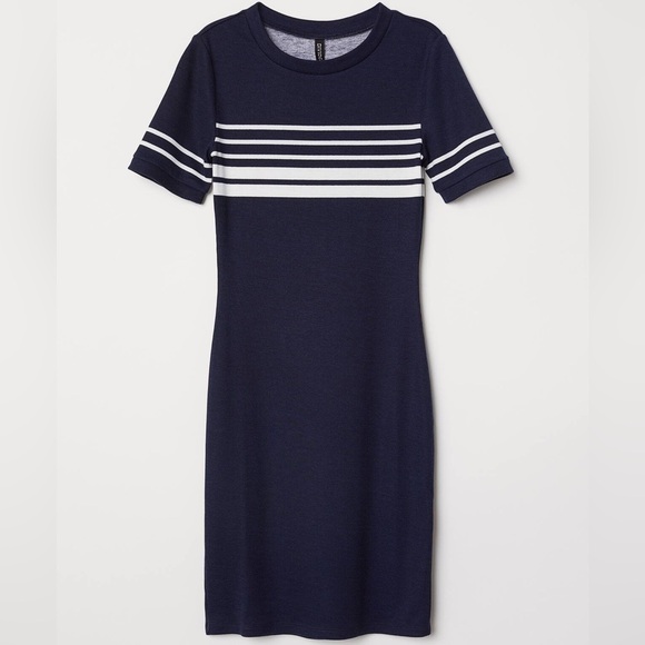 H&M short sleeve navy jersey dress size: US 4 - Picture 1 of 5